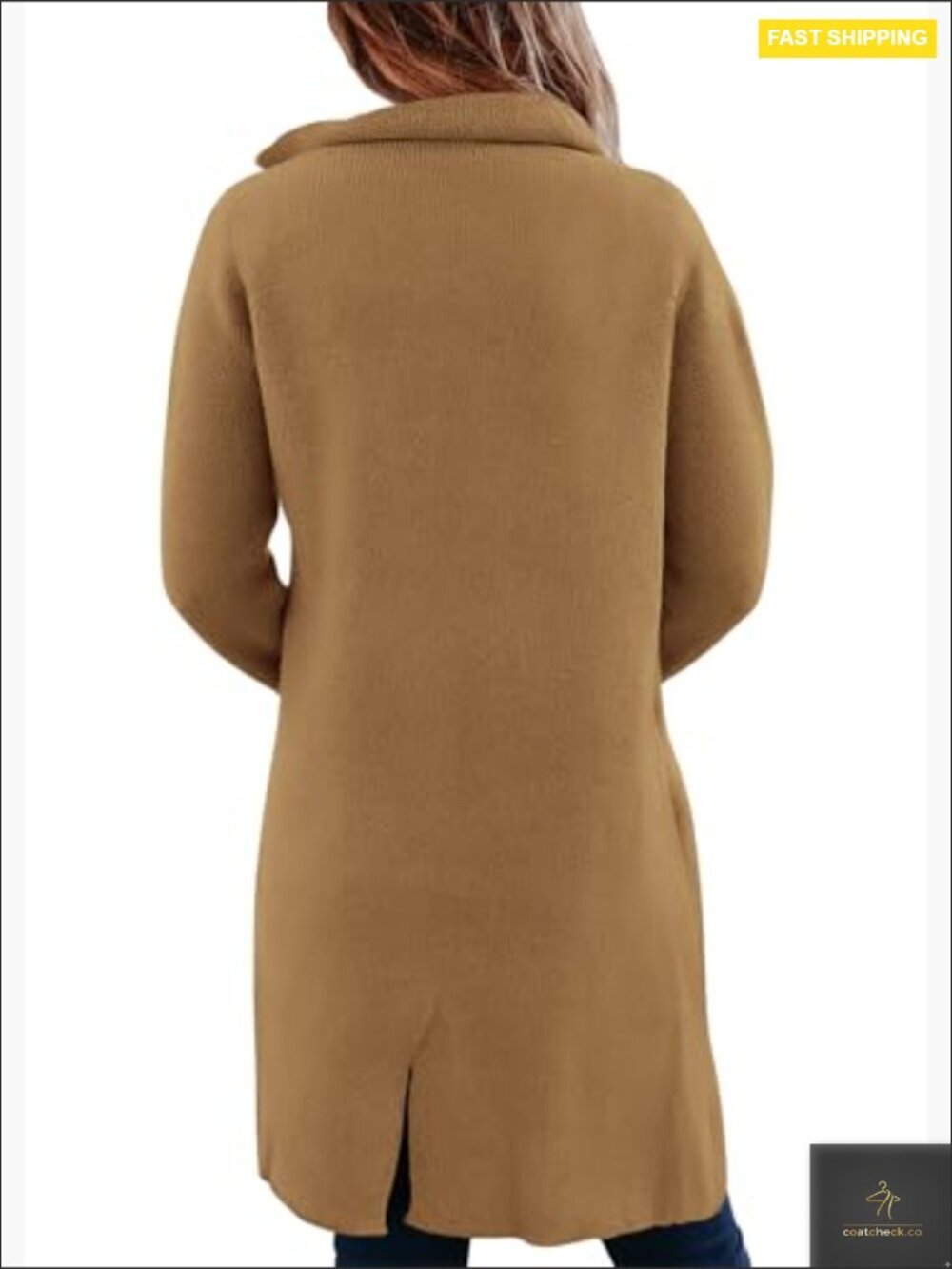 Open Front Cardigan Sweater Long Sleeve Notch Collar Knit Jacket Business - Picture 2 of 7